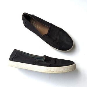 TOMS Womens 7.5 Black Canvas Rubber Sole Slip On Casual Tennis Shoes Bin 5